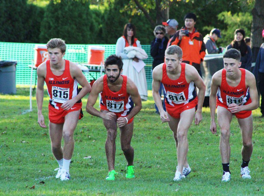 Lining+up+before+the+race+begins%2C+runners+Joe+Crowlin%2C+Garrett+Lee%2C+Luke+Brahm%2C+and+Caleb+Hummer+stand+ready+to+run+as+soon+as+the+gunshot+goes+off.+The+Illini+runners+stayed+together+for+the+first+two+laps%2C+but+as+the+third+one+came%2C+Lee+pushed+to+second%2C+Crowlin+followed+behind+in+third%2C+Brahm+in+eighth%2C+and+Hummer+rounded+them+out+in+nineteenth.+The+Illini+Open+was+held+at+the+Arboretum+on+October+21st%2C+2016.