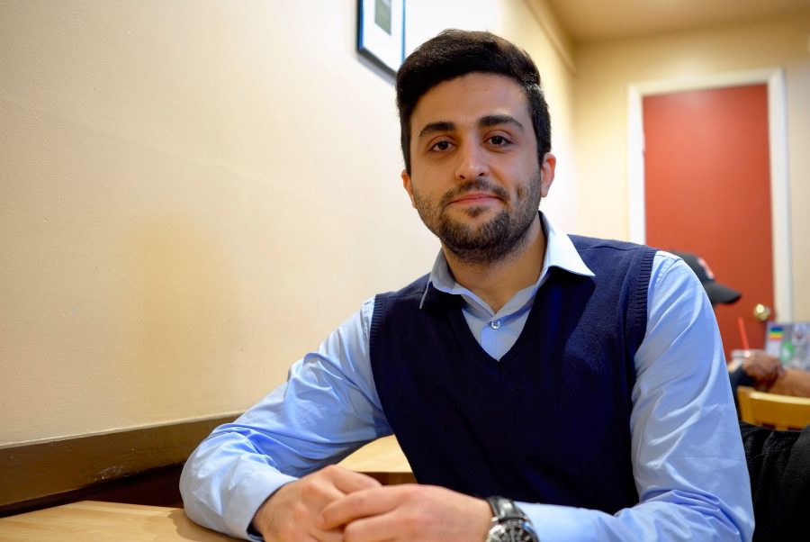 Erfan Mohammadi, a chemical engineering PhD candidate, expresses his frustration at an executive order banning travel from seven countries, including his native country of Iran.