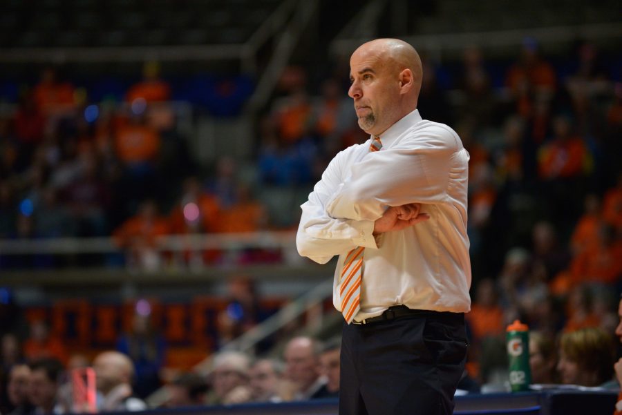 Illinois' head coach Matt Bollant during the game against Nebraska at State Farm Center on Sunday, Jan. 12, 2014. The Illini lost 75-56.