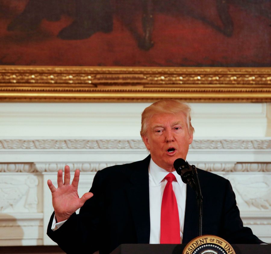U.S. President Donald Trump speaks at the National Governors Association meeting in the State Dining Room of the White House on Feb. 27, 2017 in Washington, D.C. 