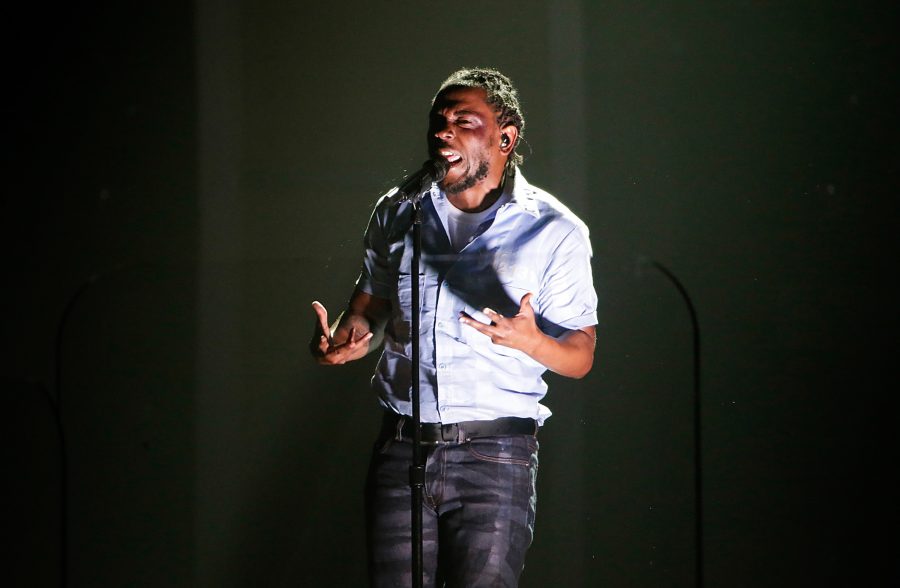 Kendrick Lamar performs at the 58th Annual Grammy Awards on Monday, Feb. 15, 2016, at the Staples Center in Los Angeles.