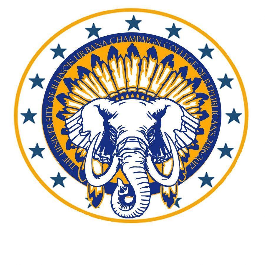 Illini Republicans’ new logo features an elephant in front of a depiction of a traditional Native American headdress. 