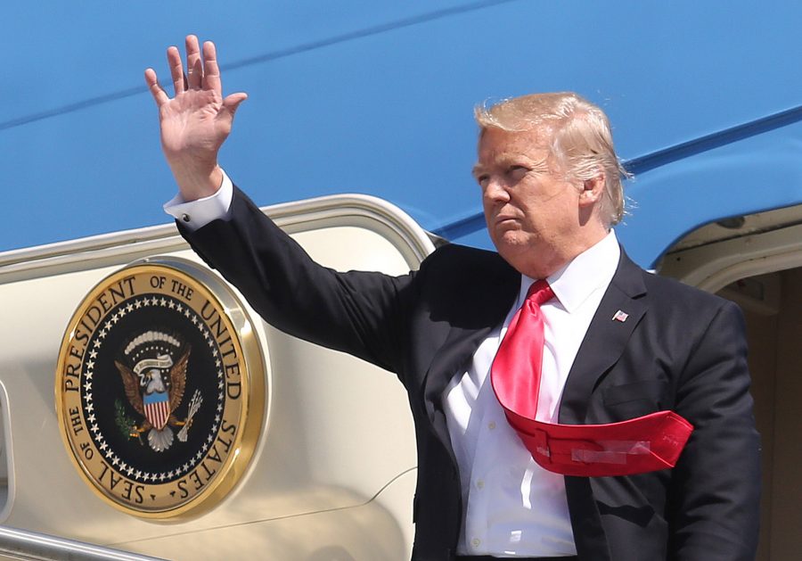 President Donald Trump steps off of Air Force One at Orlando International Airport for a visit to St. Andrew Catholic School on Friday. Columnist Isabella Winkler claims that Trump fighting back through his tweets is an unneeded and unpresidential move.