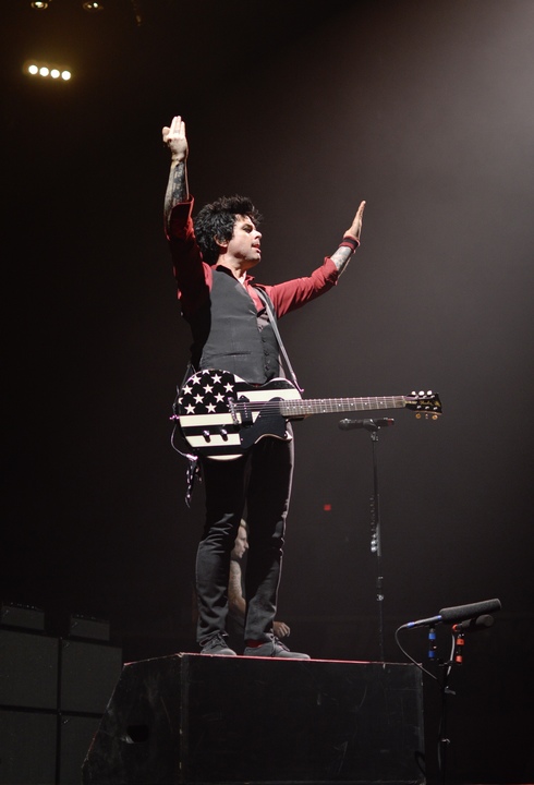 Billie Joe Armstrong of Green Day pumps up a full house at State Farm Center on Tuesday night. 