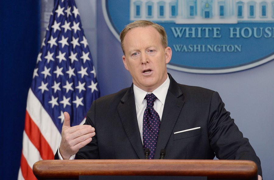Press Secretary Sean Spicer speaks during the Daily Briefing at the White House Wednesday, March 29, 2017 in Washington, D.C. (Olivier Douliery/Abaca Press/TNS)