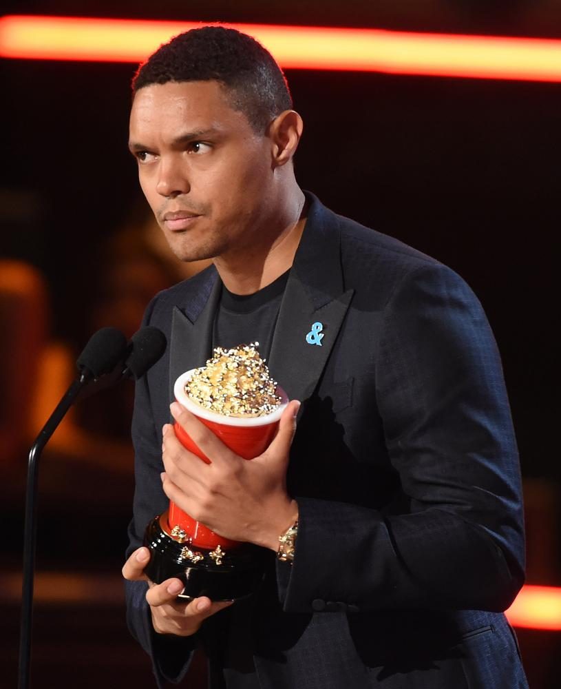Trevor Noah accepts Best Host for The Daily Show on the 2017 MTV Movie & TV Awards at the Shrine Auditorium on May 7, 2017 in Los Angeles, California.