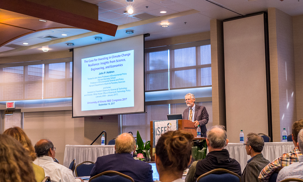 John Holdren, former director of the White House Office of Science and Technology Policy, gave Keynote speech at ISEE Congress 2017 on Sep. 18th. The congress this year takes place at the Alice Campbell Alumni Center and has a topic of Building Resilience to Climate Change.