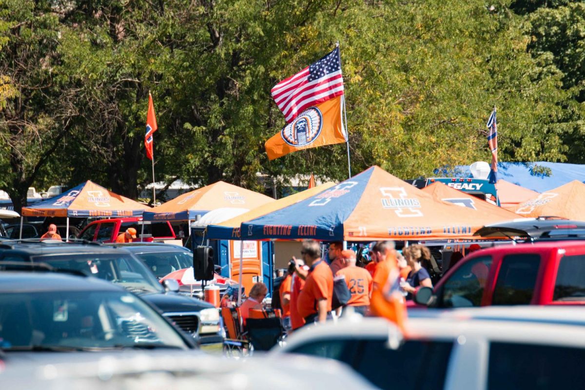 The parking lot next to Grange Grove is filled with Fighting Illini tents before the football game against Murrary State on Saturday, September 3, 2016. 