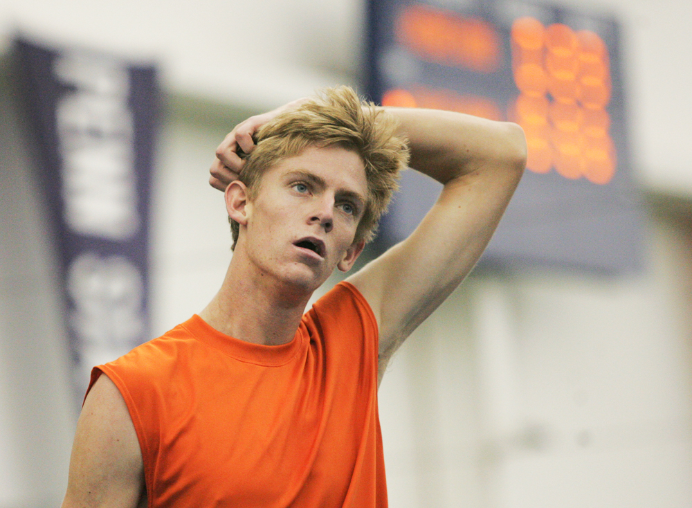 Illinois Kevin Anderson reacts after losing a set in a quarterfinal singles match against USAs Zack Fleishman during the United States Tennis Association Challenger tournament at Atkins Tennis Center on Thursday evening.  Anderson lost the match, 6-3, 3-6, 6-3.