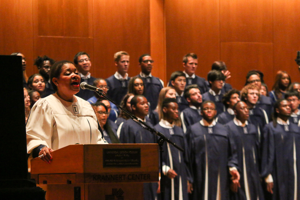 Choir+director+Dr.+Ollie+Watts+Davis+sings+with+the+Black+Chorus+at+Krannert+Center+for+the+Performing+Arts+on+Sunday%2C+Oct.+1.