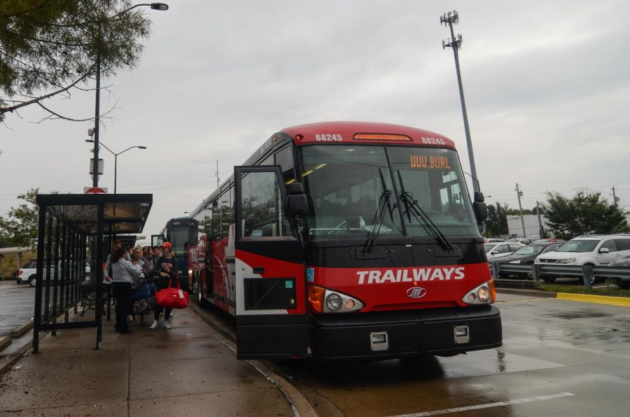 Students board a bus on Friday, Oct. 6 at the Illinois Terminal. Illini Terminal is a frequent place for students to catch a bus to travel home.
