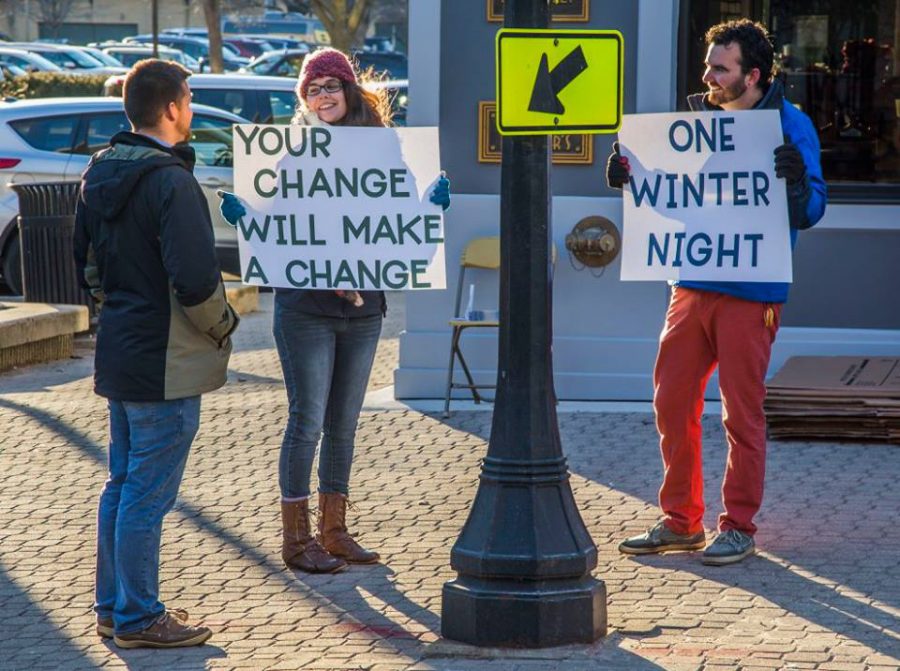 Fundraisers promote One Winter Night sponsored by CU at Home. One Winter Night is a fundraiser to help support people that are homeless by giving the community a chance to spend a night outside.