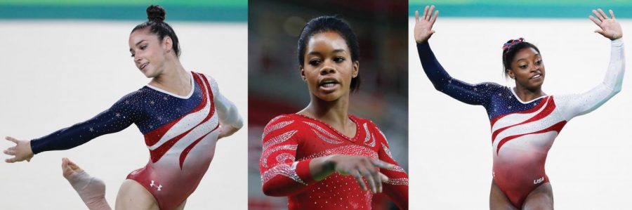 Photo of Aly Raismen (left) Gabby Douglas (center) and Simone Biles (right). All three gymnasts have accused Larry Nassar of sexual assault. 