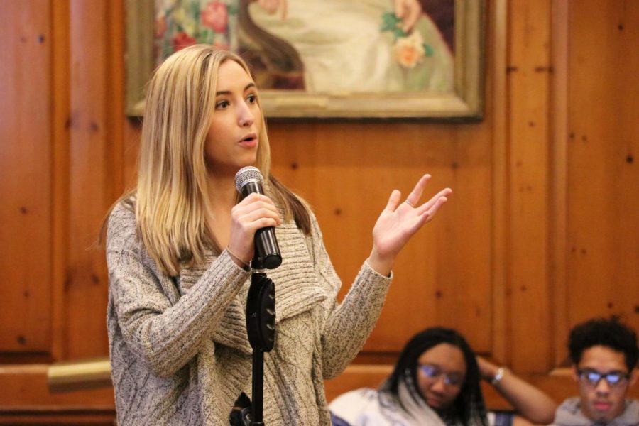A student speaks during the ISG meeting on Jan. 31.