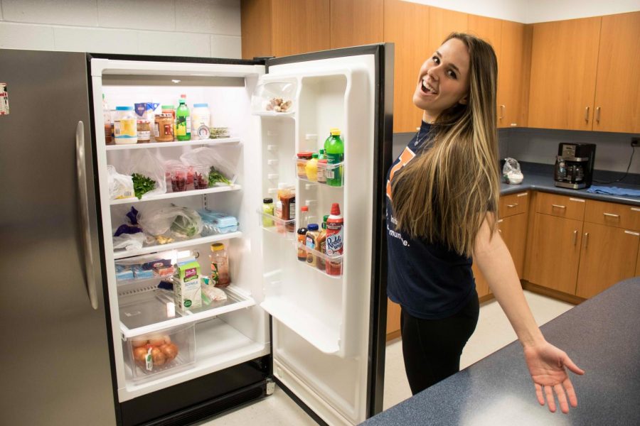 Samantha Gerry stands in the Instructional Kitchen at the ARC where sessions are held to help students gain a healthier lifestyle.