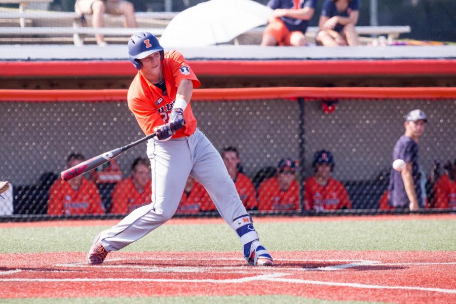 Illinois outfielder Doran Turchin swings at the pitch during the game against Indiana State at Illinois Field on Saturday, September 24, 2017