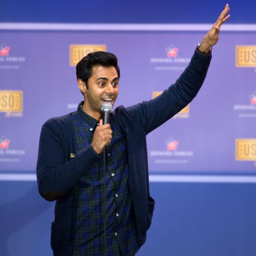 Comedian Hasan Minhaj performs at a comedy show in Washington, D.C. on May 5, 2016.