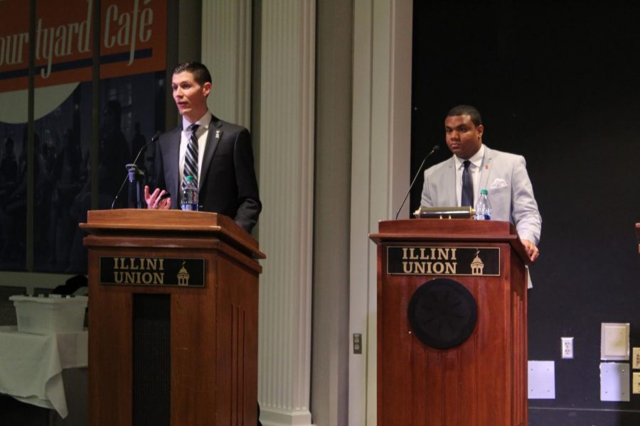 The Student Trustee Debate took place at Courtyard Cafe in Illini Union Tuesday night.