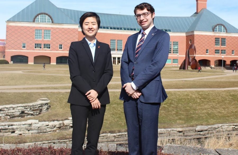 The newly elected student body executives are President Walter Lindwall (right) and Vice President Alice Zheng (left). The pair ran against Jacob Rajlich and Michael Branco-Katcher in the 2018 student election.