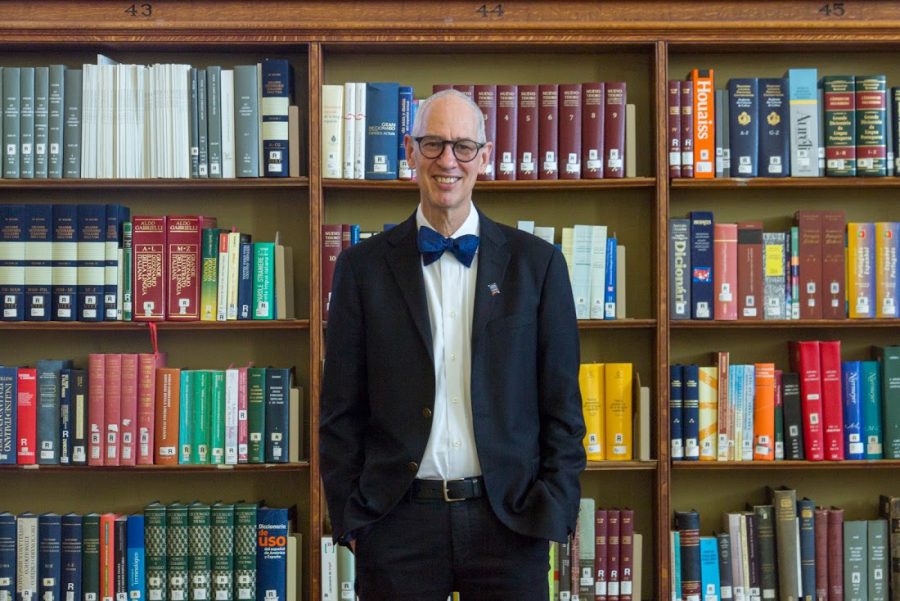 John Wilkin was the interim provost and vice channeler for academic affairs.  He is now the dean of the University Library where he poses for this portrait.