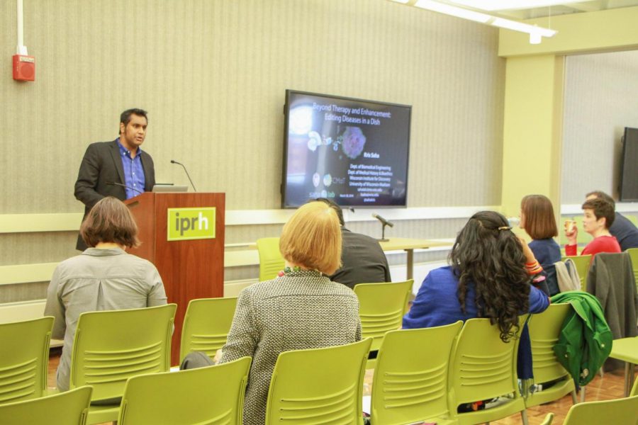 The Illinois Program for Research in the Humanities hosted the Bio-Humanities Symposium on March 30. Kris Saha from the University of Wisconsin-Madison gave a talk on “Editing Diseases in a Dish.”