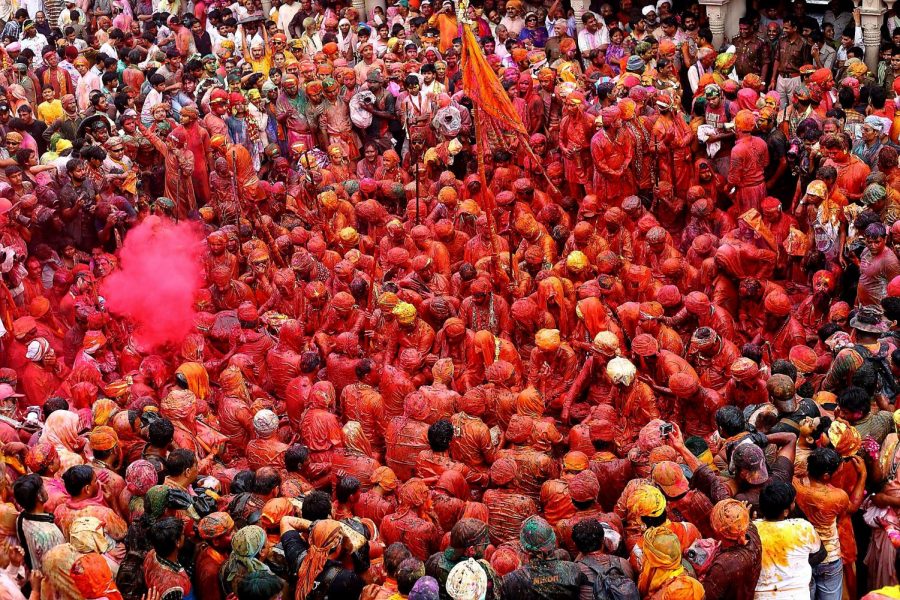 Members of the Holi festival commemorate the coming springtime with celebratory red powders. This year’s Holi festival fell on March 1-2. 