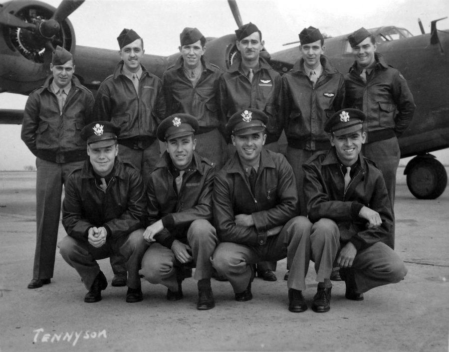 This B-24 bomber crew, plus an additional crewman, were lost on a bombing mission over Papua New Guinea in 1944 during World War II. The bombardier, 2nd Lt. Thomas Kelly, Jr. (front row, far right) was a relative of University professor Scott Althaus. Five years ago, Althaus and members of his extended family formed a research team to learn the details of Kellys final mission, which would also lead to the finding of the plane, “Heaven Can Wait.”