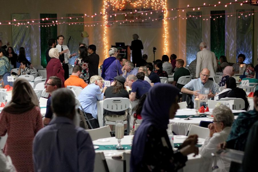 Members of Muslim American Society at the ninth annual interfaith Ramadan Iftar Dinner in the MAS gym on Thursday, May 31. Ramadan occurs during the ninth month of the Islamic calendar year and is when people engage in strict fasting from sunrise to sunset.