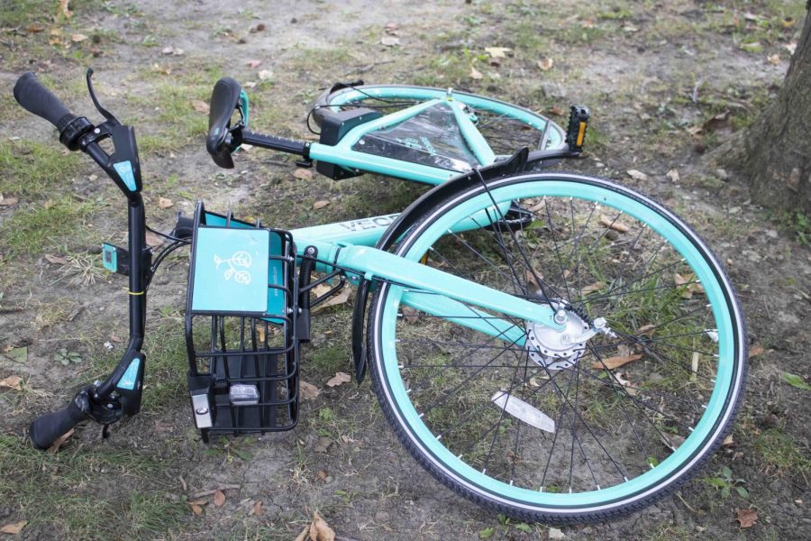 VeoRide bicycles have been damaged and used in pranks since their introduction to campus about two months ago.