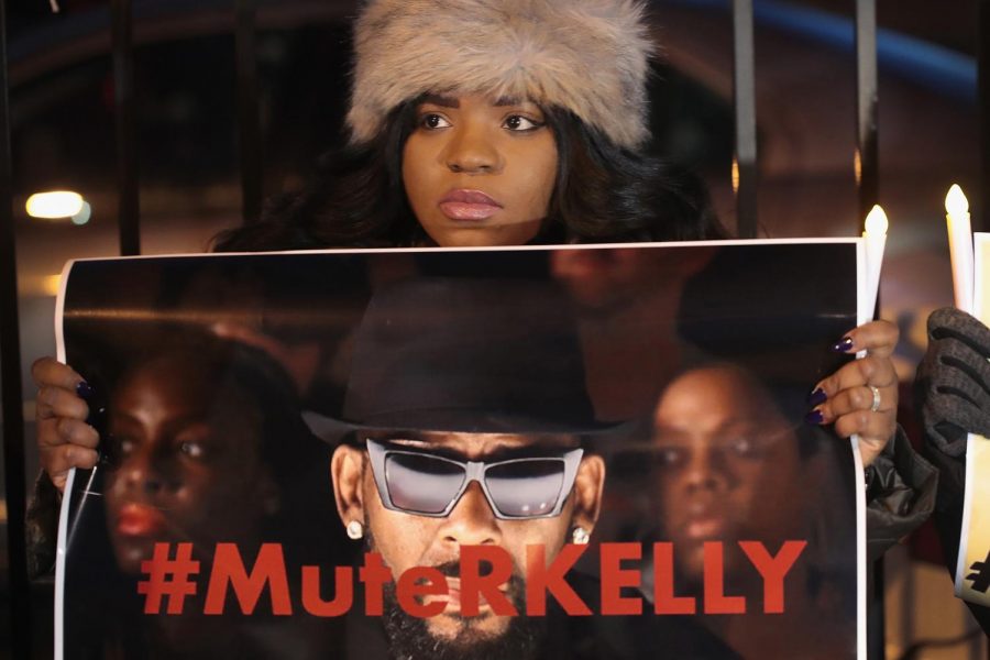 Demonstrators gather near the studio of singer R. Kelly to call for a boycott of his music after allegations of sexual abuse against young girls were raised on the highly-rated Lifetime mini-series Surviving R. Kelly on January 09, 2019 in Chicago, Illinois.