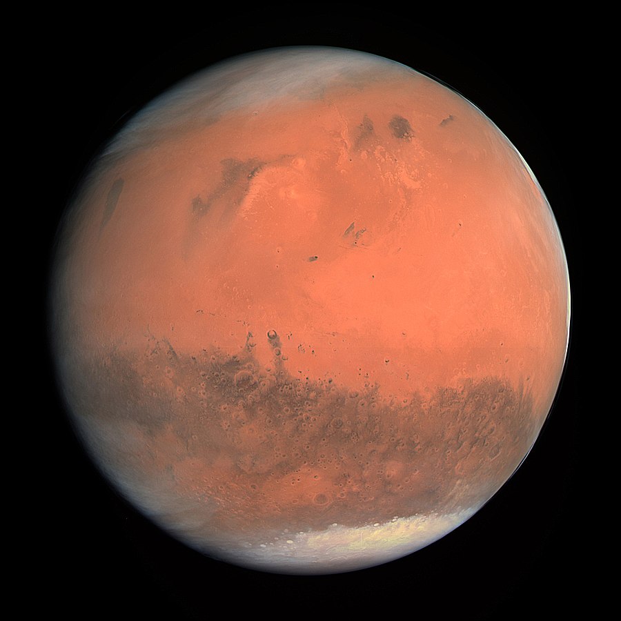 True color image of Mars taken by the OSIRIS instrument on the ESA Rosetta spacecraft during its February 2007 flyby of the planet. 
