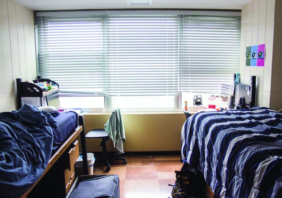 A student dorm room in Pennsylvania Avenue Residence Hall. 