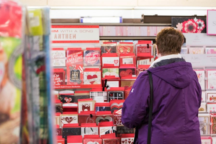 A woman shops for Valentines Day cards at the Hallmark store at the Academy Plaza Shopping Center in Northeast Philadelphia on Feb. 2, 2018.