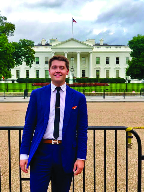 Tommy Justison, senior in ACES, stands in front of the White House, where he interned for the fall semester. The University connects students with a variety of programs which provide experience in the Washington political arena.