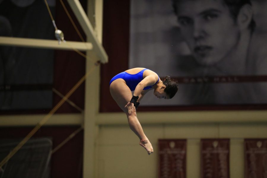 Senior diver Ling Kuhn and the Illinois women’s swimming and diving team compete on the final day of the 2019 Big Ten Women’s Swimming and Diving Championships. The championships took place in Bloomington, Indiana, on Feb. 22.