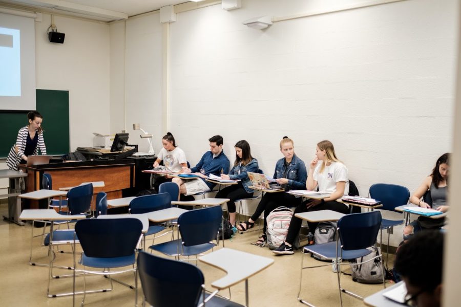 A section of SPAN 308: Spanish in the United States is held at the Foreign Languages Building on Apr. 16, 2019.