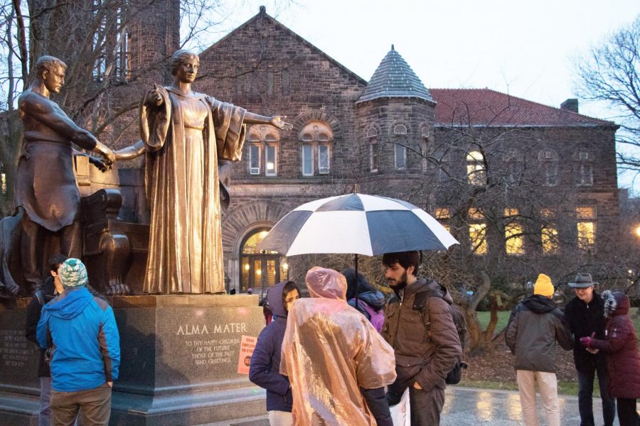 The Alma Mater statue is located on the corner of Wright and Green streets and is the site for many memorable photos.