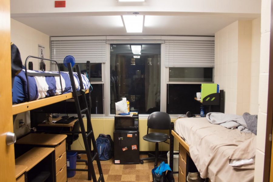 A dorm room sits in the Pennsylvania Avenue Residence Hall on Oct. 4, 2017. Residence halls at the University dont start out comfortable; make a few adjustments to make your room yours.