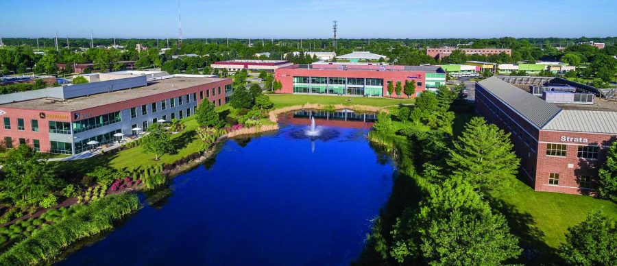 An aerial view of the University of Illinois Research Park is shown above. Research Park recently partnered with Cargill Inc. to bring a new innovation lab to the area providing a 12-week internship program available to both graduate and undergraduate students. 