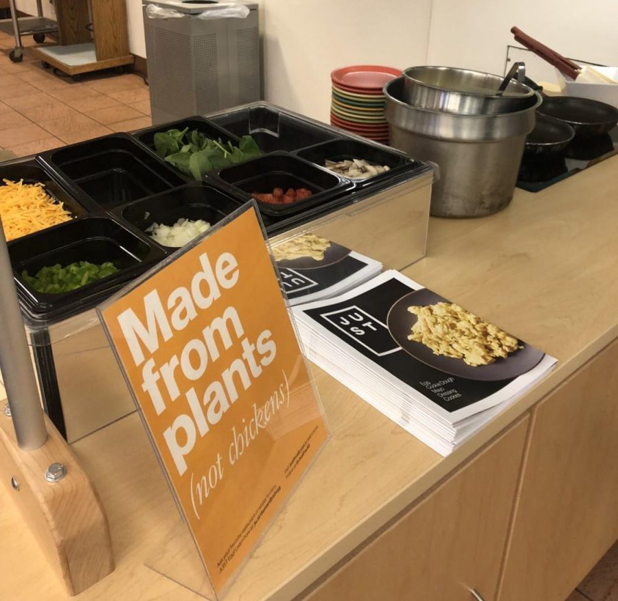 LAR dining hall offers a vegan egg substitute from JUST Eggs, which comes in both liquid and patty forms. The substitute is made out of mung beans and will help expand food options for students with special dietary needs.