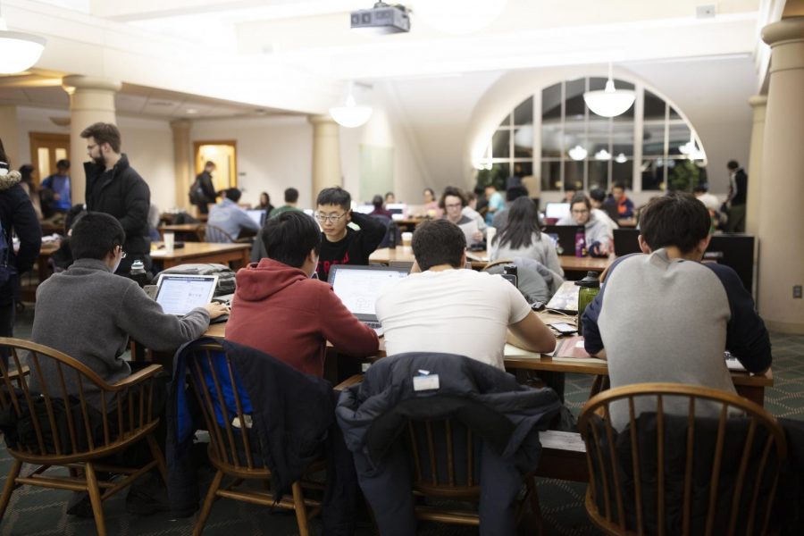 Students work on the fourth floor of Grainger Engineering Library late at night on Feb. 20. Columnist Skylar looks to a future in which our technological advancements will surpass our environmental destruction.