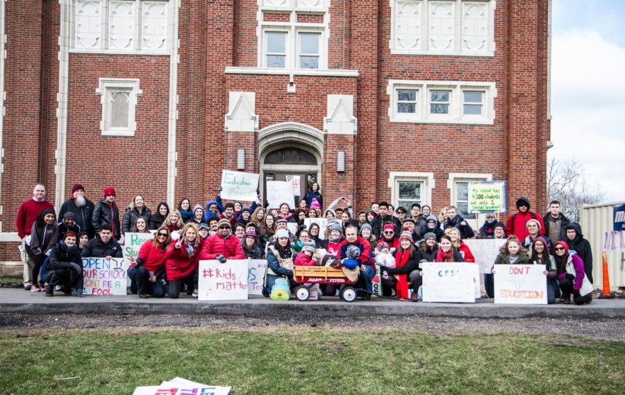 Lane Tech students and teachers strike Chicago Public Schools on March 25, 2016 at Lane Tech.