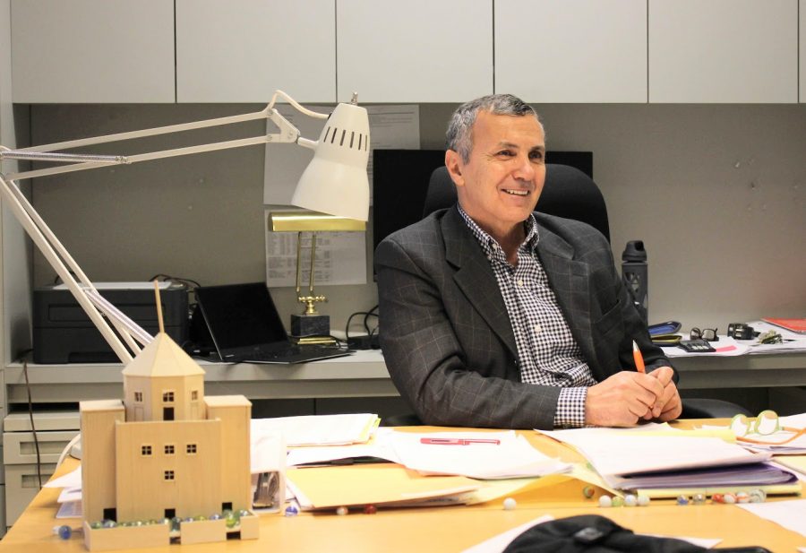 Professor Mohamed Boubekri speaks about the new appointed director of the School of Architecture, Francisco Javier Rodriguez-Suarez in his office on Saturday.