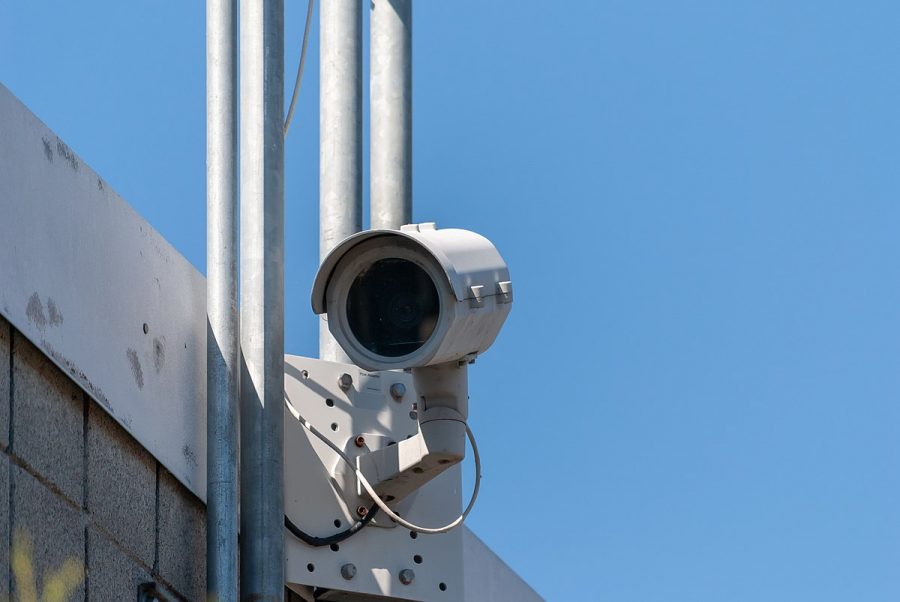 Security camera on the Mount Vernon, Washington river walk.