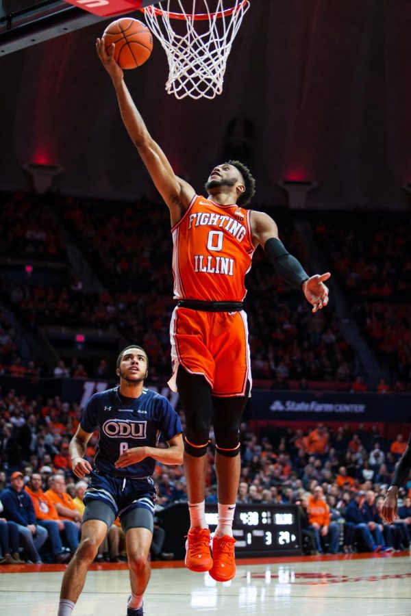 Sophomore+guard+Alan+Griffin+rises+for+a+layup+during+the+Illinis+game+against+the+Monarchs+at+the+State+Farm+Center+Saturday.+Griffin+led+the+Illini+past+the+Monarchs%2C+69-55%2C+with+15-points+in+16+minutes+off+the+bench.+Illinois+will+travel+to+the+Enterprise+Center+in+St.+Louis+to+face+Mizzou+in+the+annual+Braggin+Rights+game+Saturday%2C+Dec.+21.+Captured+by+Jonathan+Bonaguro%2C+The+Daily+Illini.+