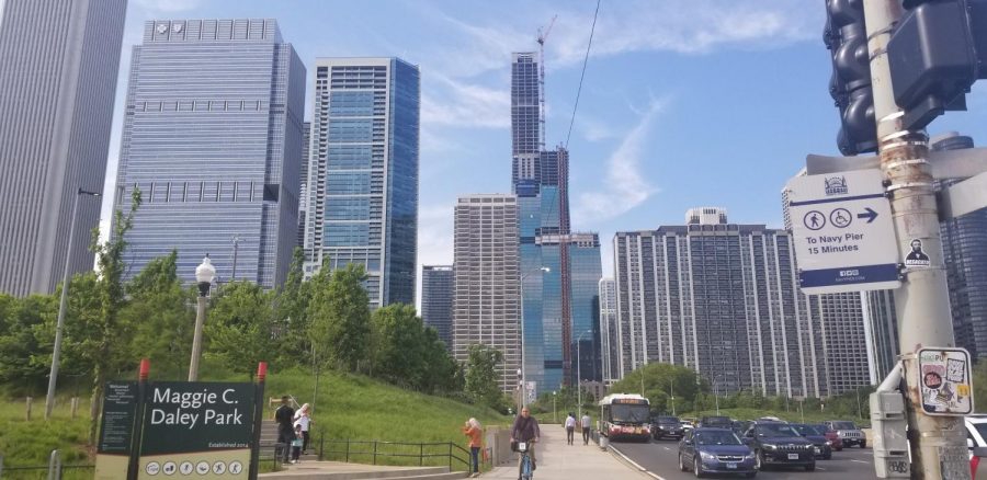 Construction on Vista Tower continues in downtown Chicago on June 4. Columnist Austin advocates for more housing developments, such as Vista Tower in place of rent caps to lower housing prices. 