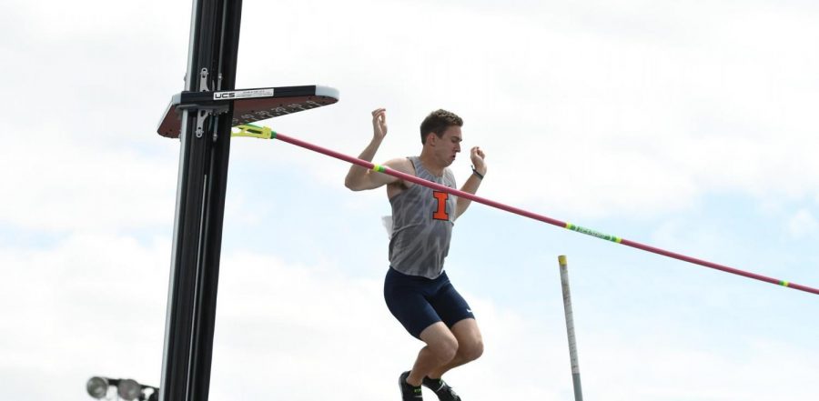 Jacob LaRocca clears 5.11m at theBig Ten Outdoor Championships at the University of Iowa on May 10.