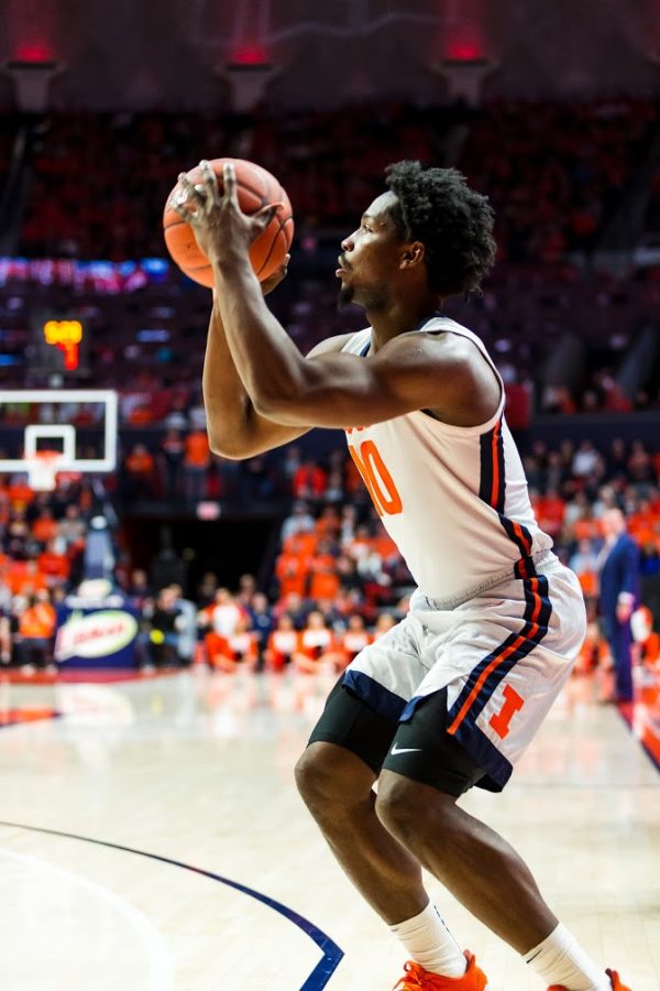 Illinois Fighting Illini guard Andres Feliz (10) shoots a three point shot during the first half at State Farm Center in Champaign, IL on Thursday, Jan. 30, 2020.