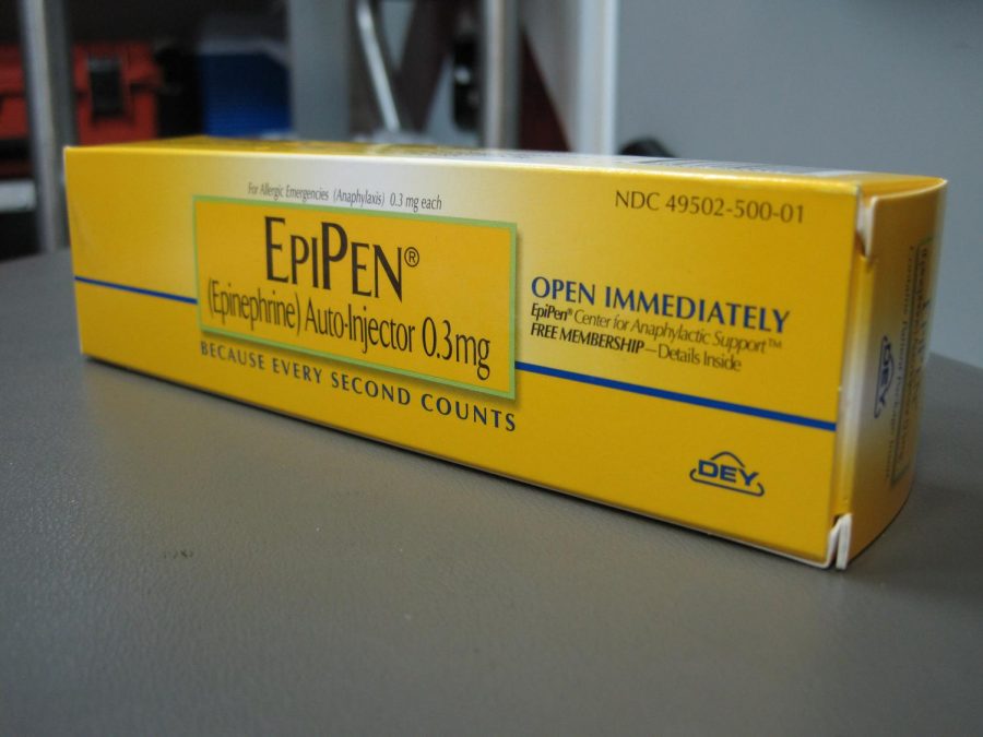 An unopened EpiPen box rests on a table. The rising cost of EpiPens has forced people with allergies to look for alternatives.