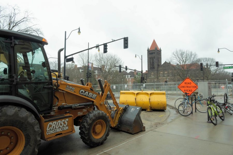 The intersection of Green St and Wright St on March 16.  The construction is scheduled to be complete by Dec. 2020.